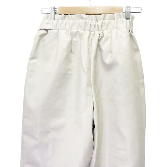 NWT Bagatelle Faux Leather Pants in Natural Cream Size Small Tie Waist Neutral - Picture 9 of 15